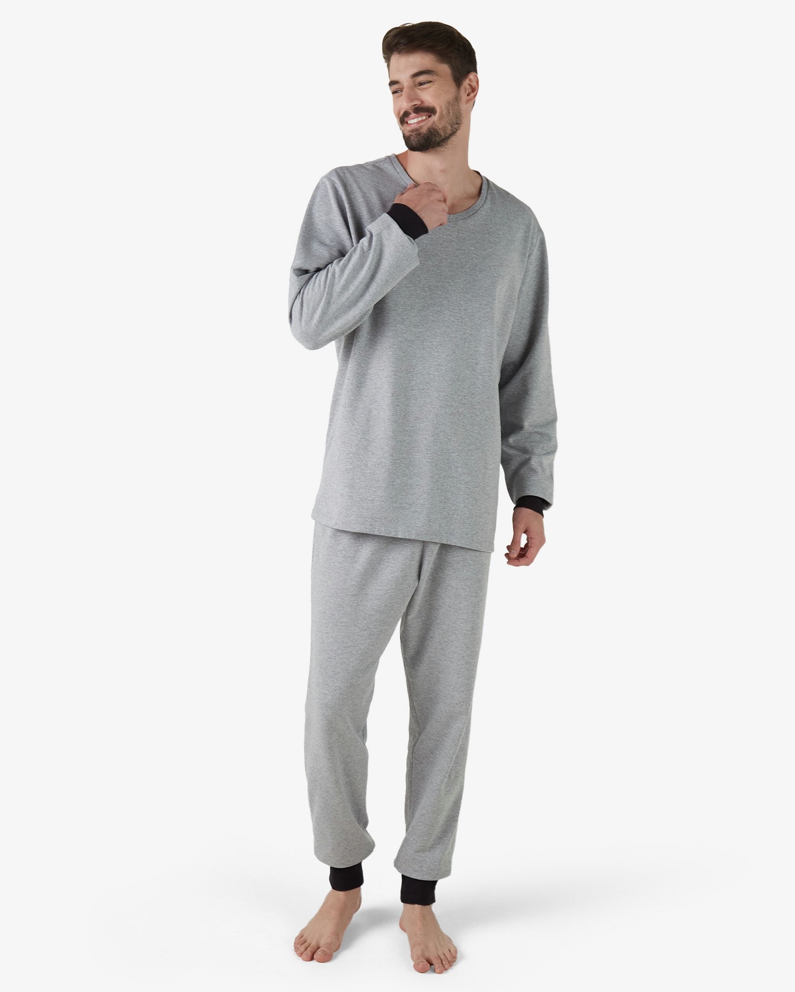Riachuelo | Pijama Masculino Longo Cinza Mescla