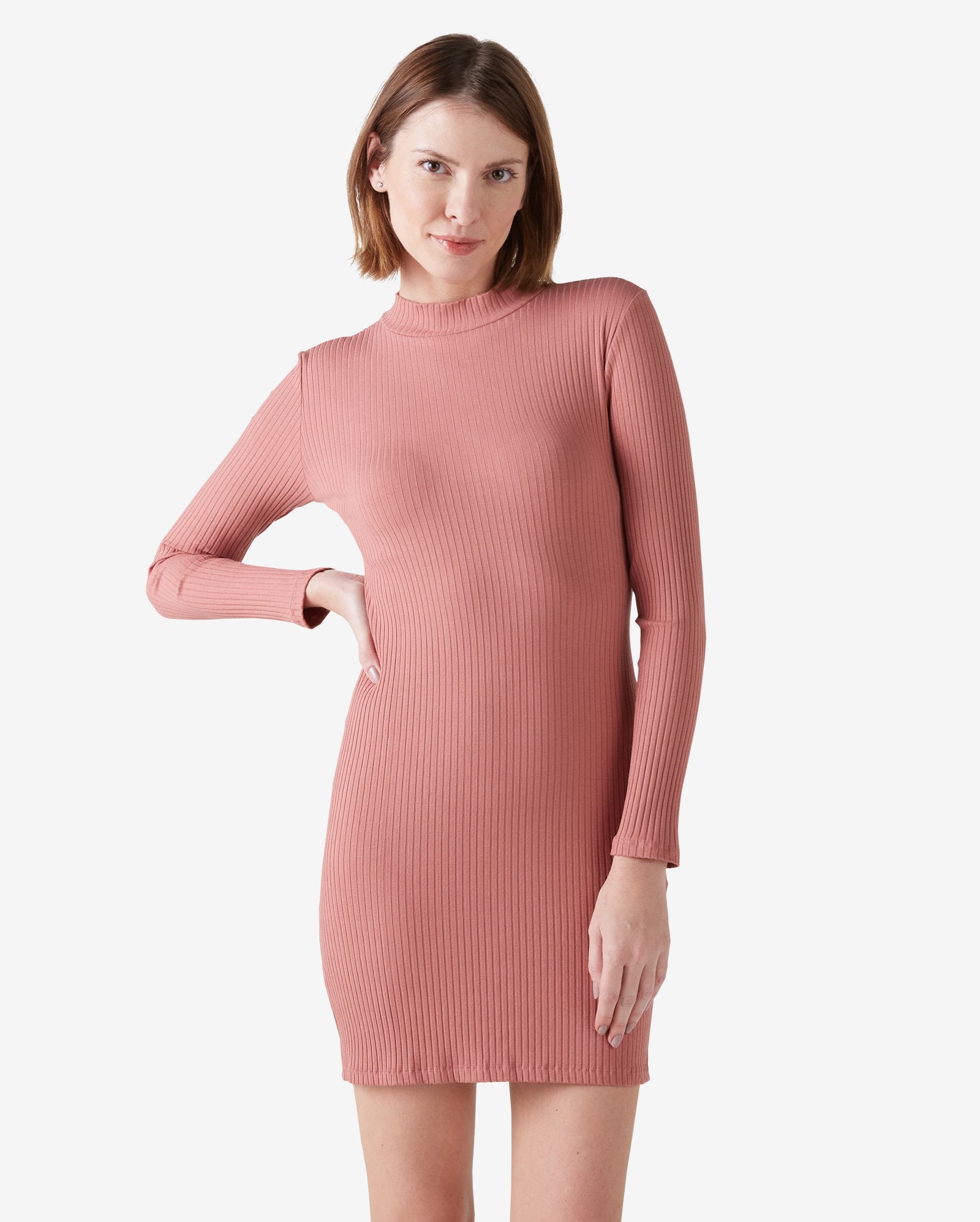 Riachuelo | Vestido Curto Feminino Tubinho Manga Longa Malha Rosa AK by  Riachuelo