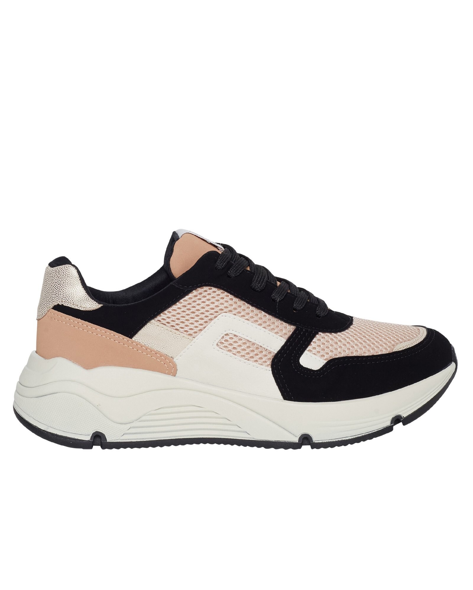 Riachuelo | Tenis Casual Recortes Via Marte Preto/Bege