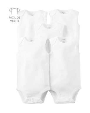 Kit body bebê 5 peças regata branco | Carter's