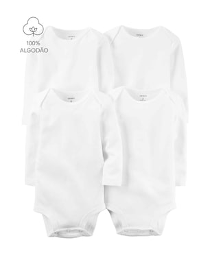 Kit Body Bebê 4 Peças Manga Longa Lisos | Carter's