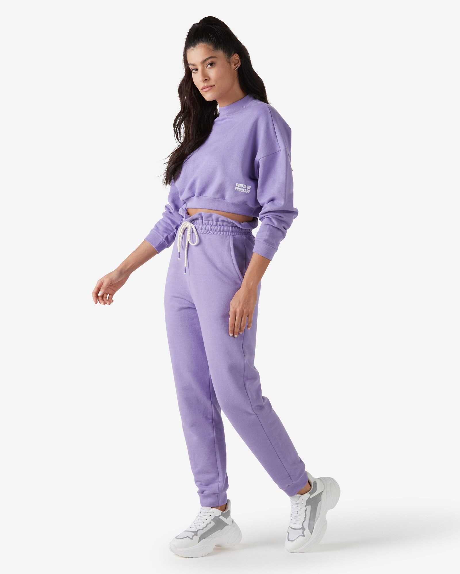 Riachuelo | Blusa de Moletom Cropped Feminina Confia No Processo Lilás Pool  by Riachuelo