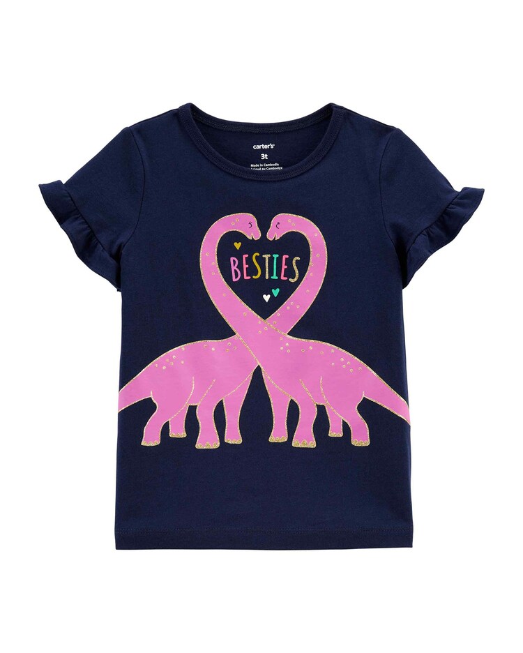 Camiseta Infantil Carter´s Dinosaur Besties Malha Azul Marinho