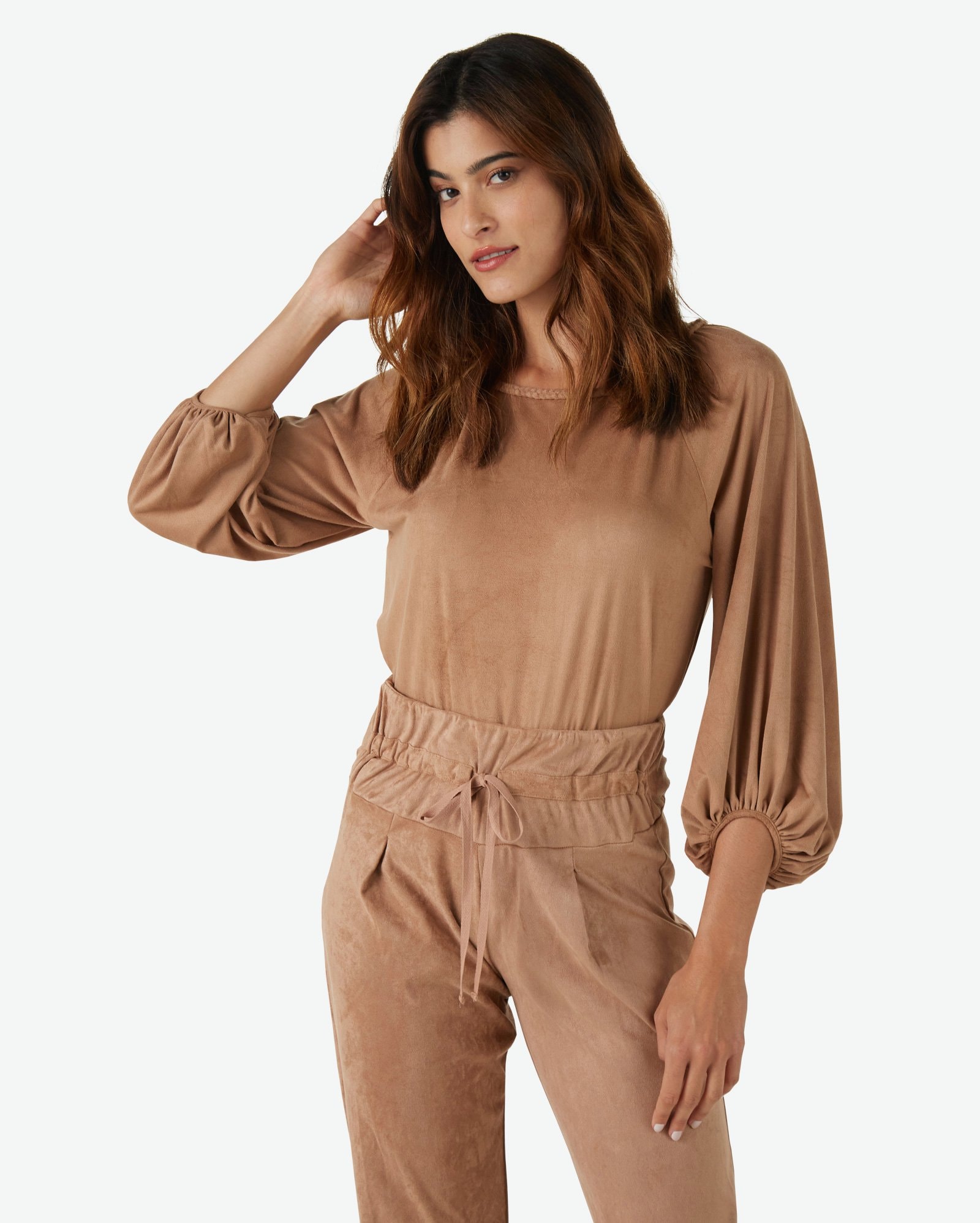 Riachuelo | Blusa Feminina Suede Ampla Marrom Claro AK by Riachuelo