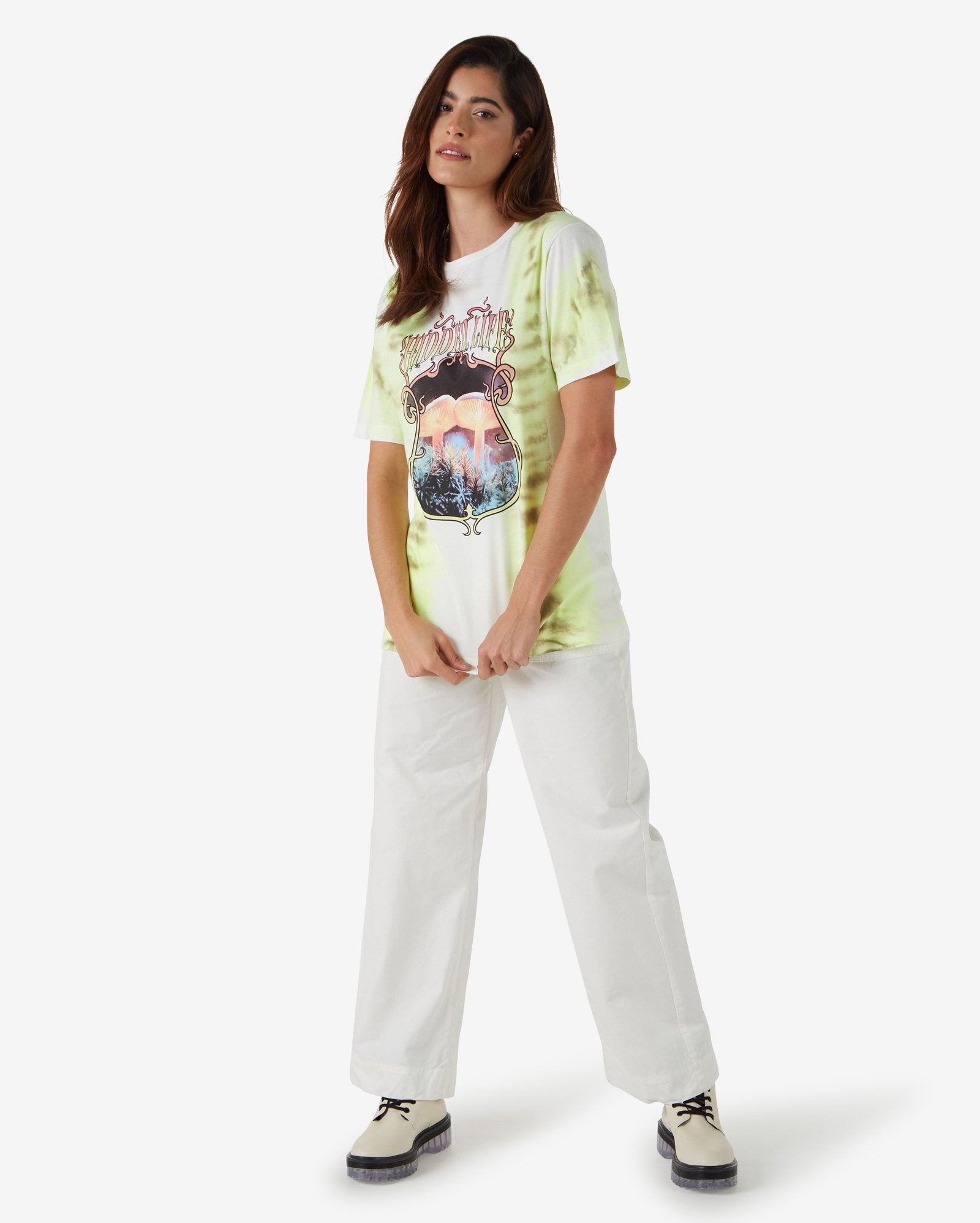 Camiseta Feminina Manga Curta Algodão Tie Dye Branco — foto 4