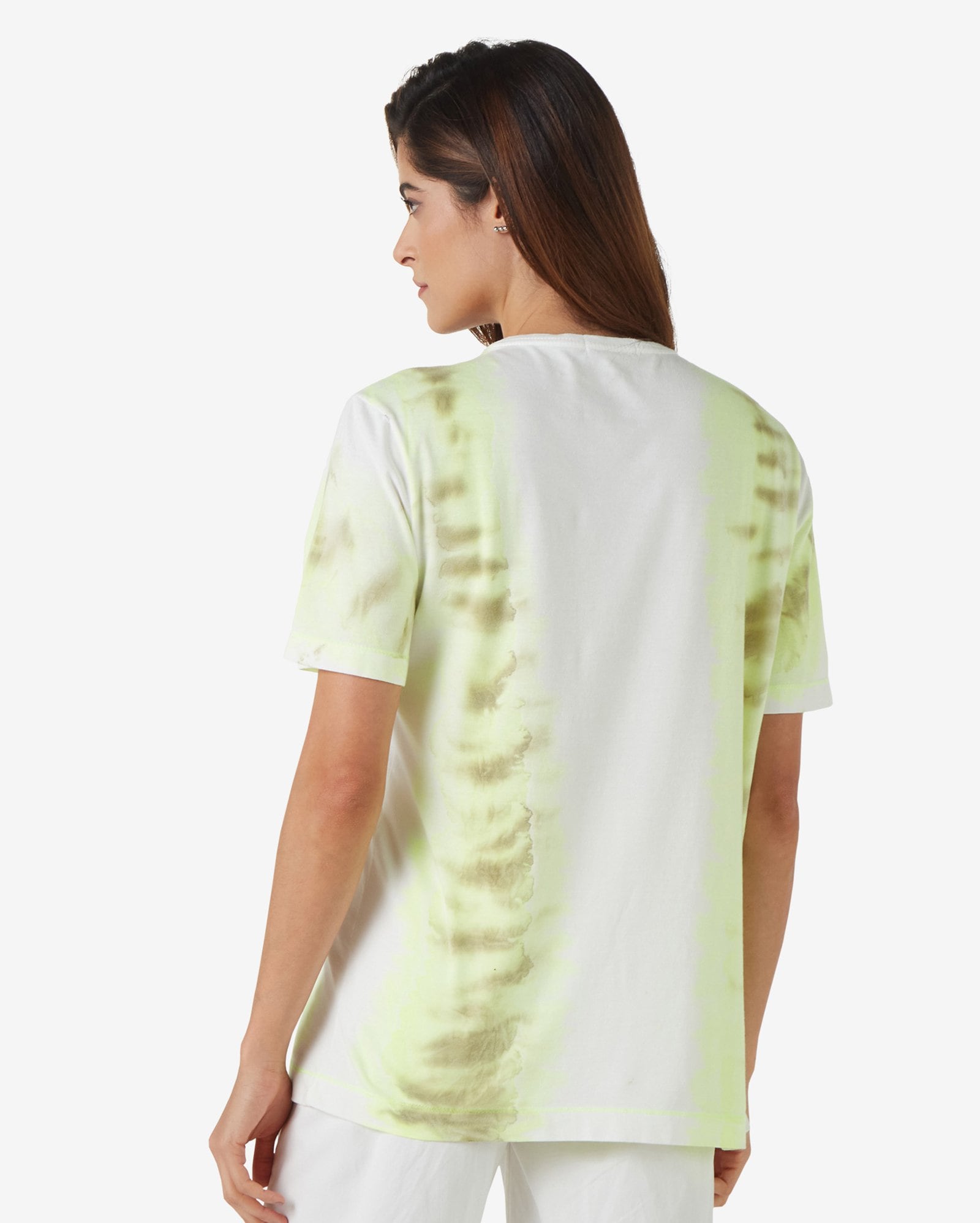 Camiseta Feminina Manga Curta Algodão Tie Dye Branco — foto 2
