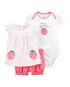 Conjunto Bebê Carter's 3 Peças Sweetest of the Bunch Branco/Rosa Claro Tam 1 a 24 Meses