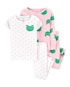 Kit Pijama Infantil Carter's 4 Peças Sapinhos Branco/Rosa Claro Tam 2 a 5