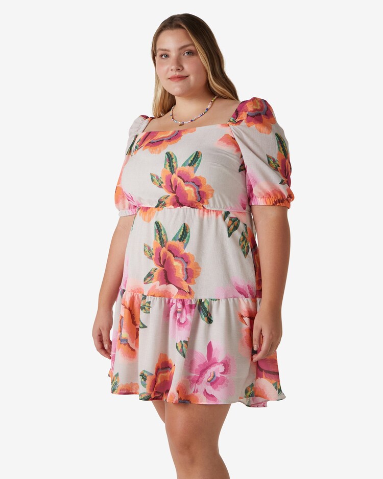 Riachuelo Vestido Curto Plus Size Feminino Evasê Marias Chiffon