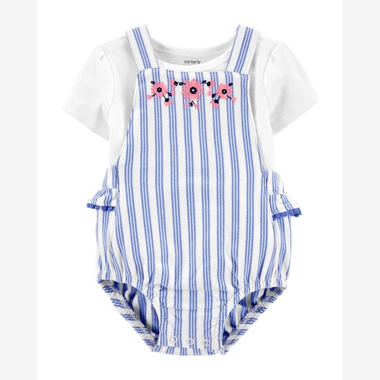 Conjunto Bebê Carter's 2 Peças Listras Azul/Branco Tam 1 a 24 Meses