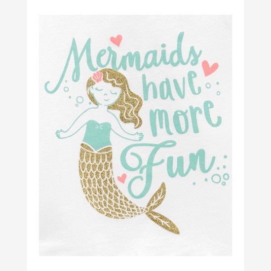 Conjunto Infantil Carter's 2 Peças Mermaids Have More Fun Sereia Branco/Verde Água Tam 2 a 5