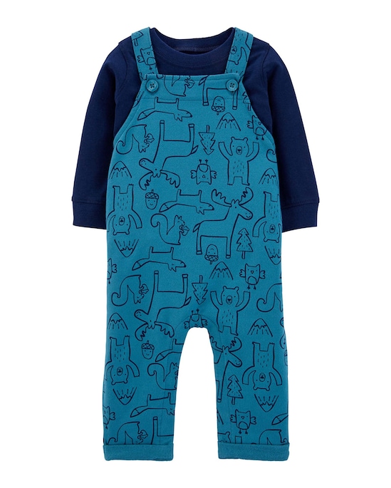 Conjunto Bebê Carter's 2 Peças Animais Floresta Azul Royal/Azul Marinho Tam 1 a 24 Meses