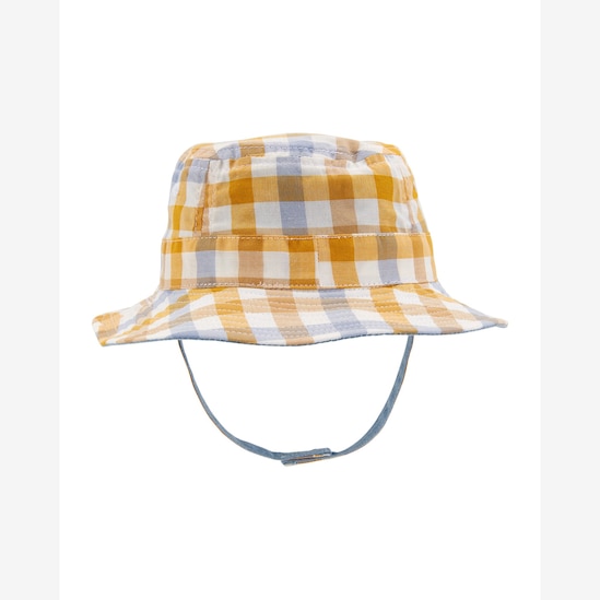 Chapéu Jeans Bebê Carter's Dupla Face Xadrez Vichy Denim Claro Tam RN a 24 Meses