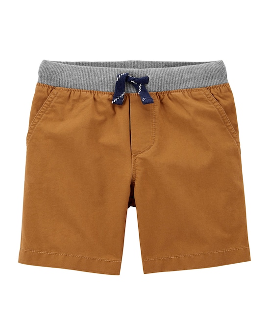 Bermuda Jeans Color Infantil Carter's Cós Elástico Marrom Camelo Tam 2 a 5