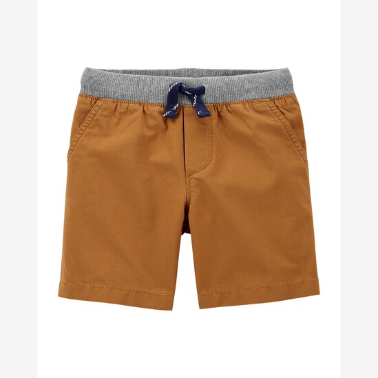 Bermuda Jeans Color Infantil Carter's Cós Elástico Marrom Camelo Tam 2 a 5