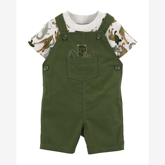 Conjunto Bebê Carter's 2 Peças Animais Verde Militar/Branco Tam 1 a 24 Meses