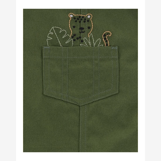 Conjunto Bebê Carter's 2 Peças Animais Verde Militar/Branco Tam 1 a 24 Meses