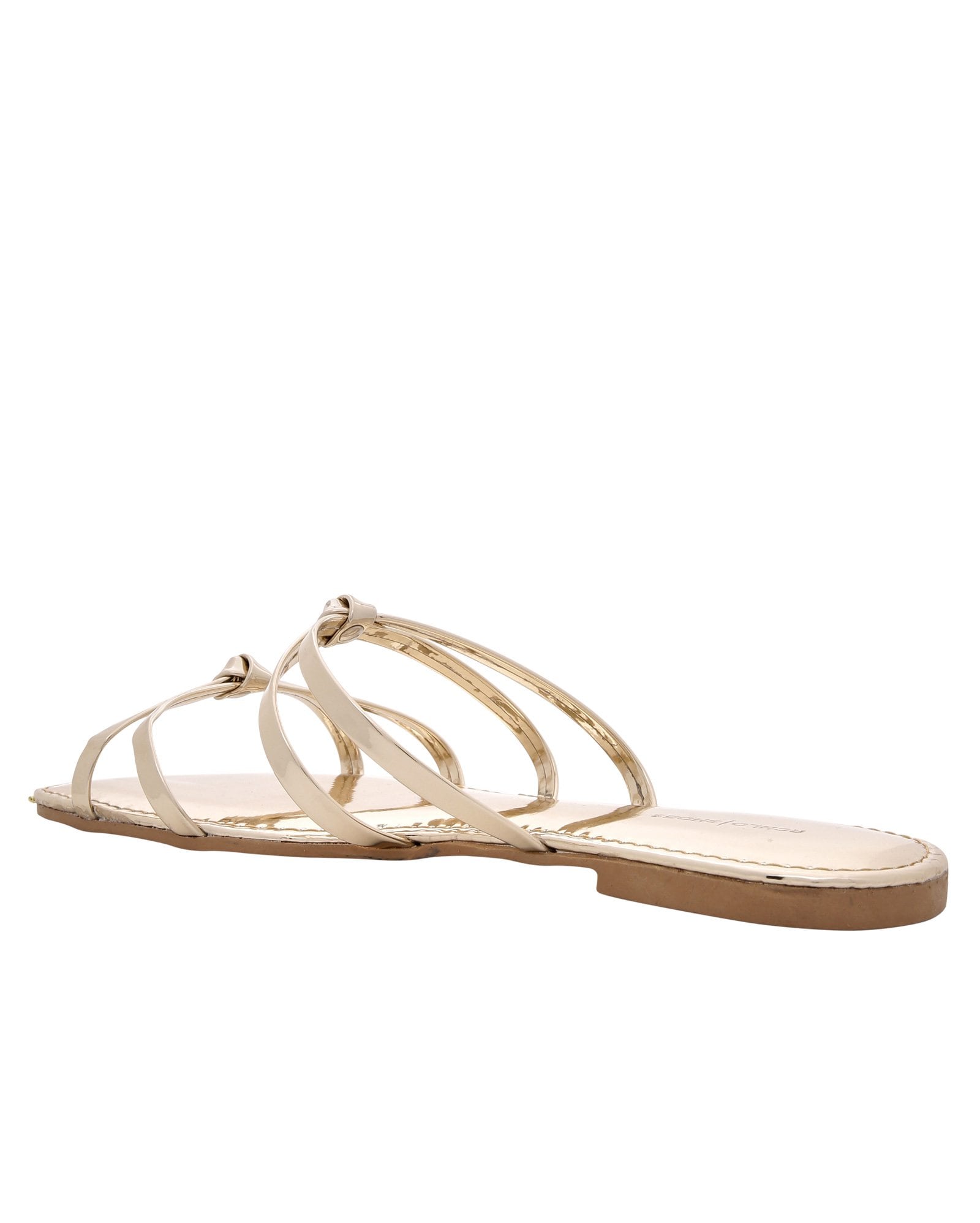 Riachuelo | Sandália Rasteira Feminina Tiras Metalizada Dourado Riachuelo