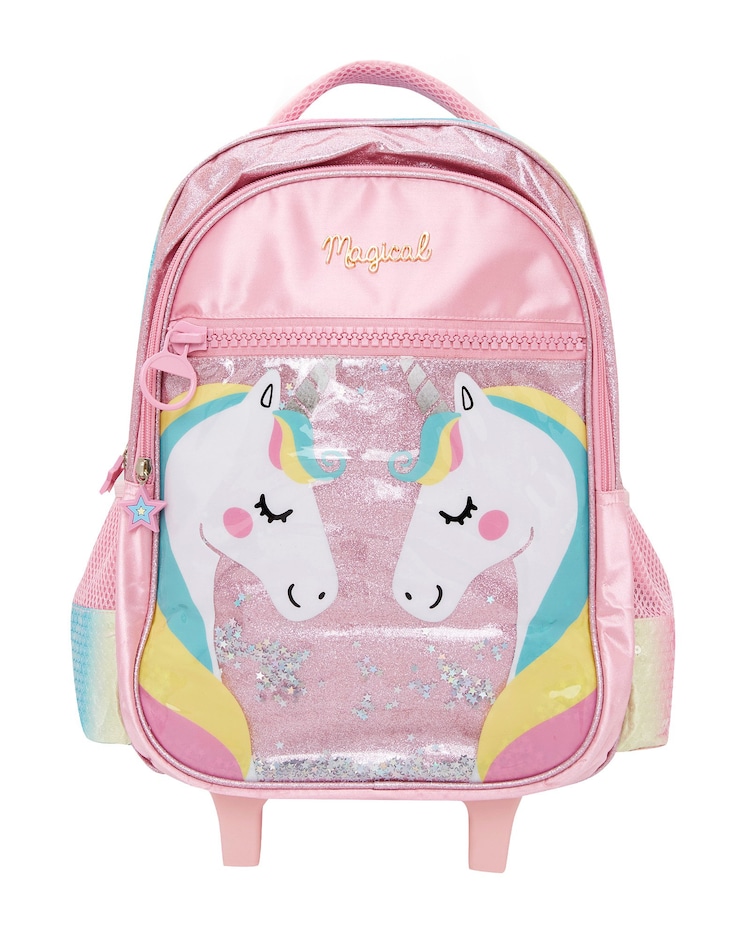 Riachuelo Mochila de Rodinhas Infantil Lantejoula Unicórnio Rosa