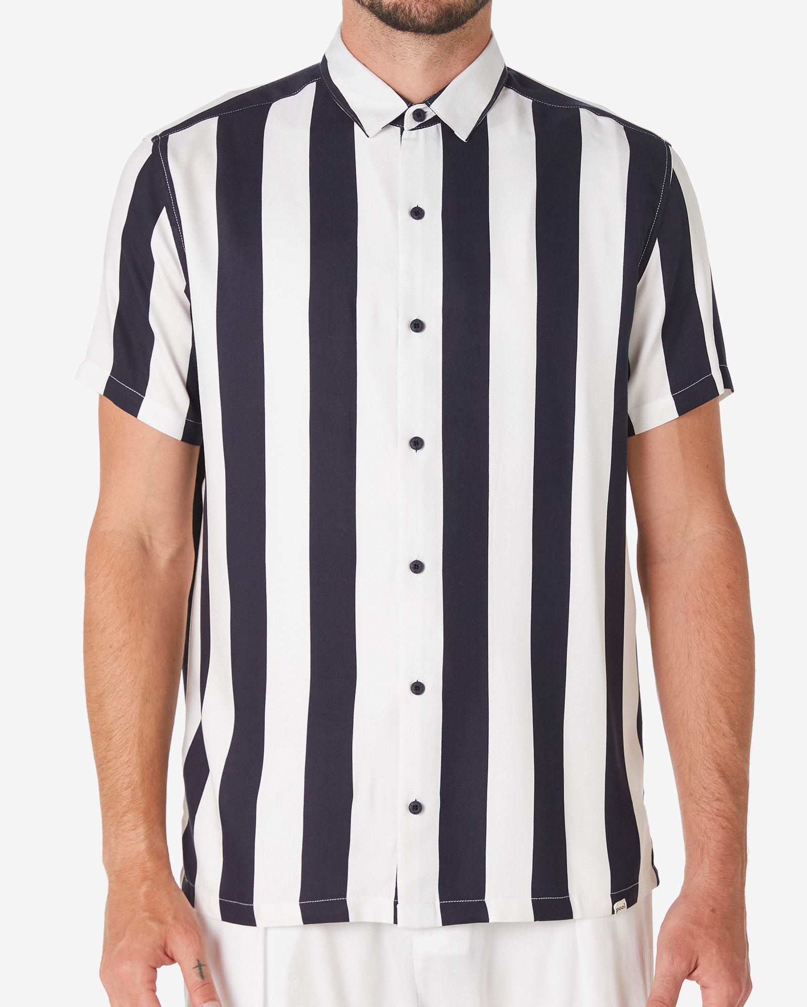 Riachuelo Camisa Masculina Manga Curta Listrada Azul Ultramarine Pool 