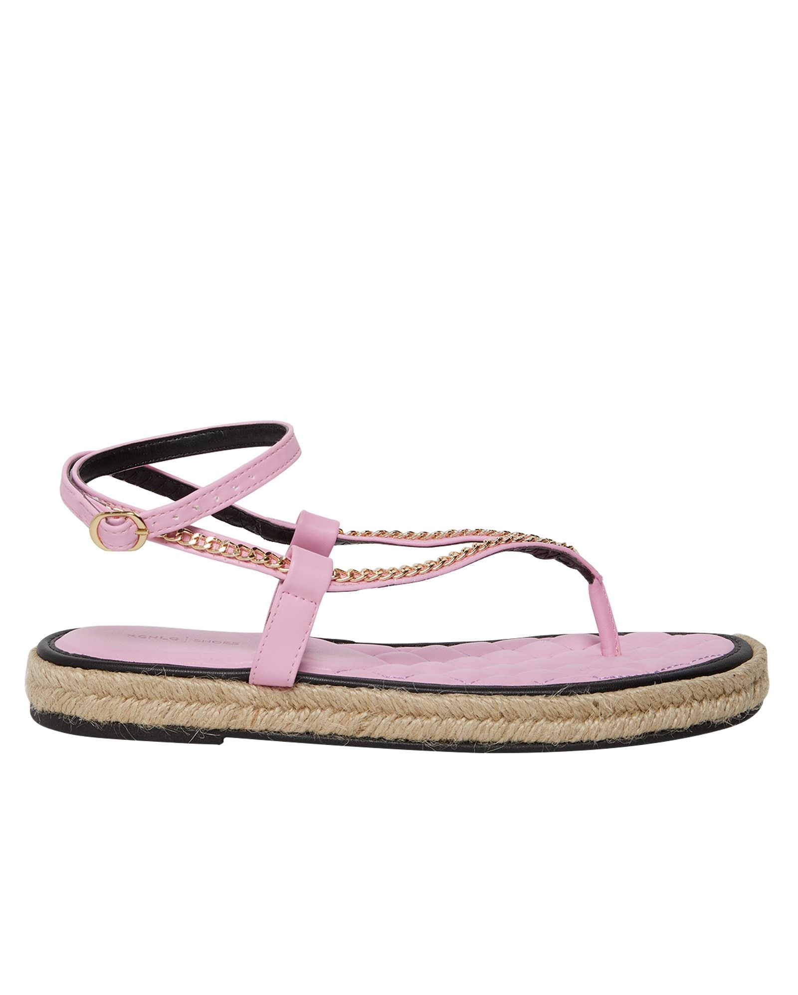 Riachuelo | Sandália Rasteira Corrente Rosa Riachuelo