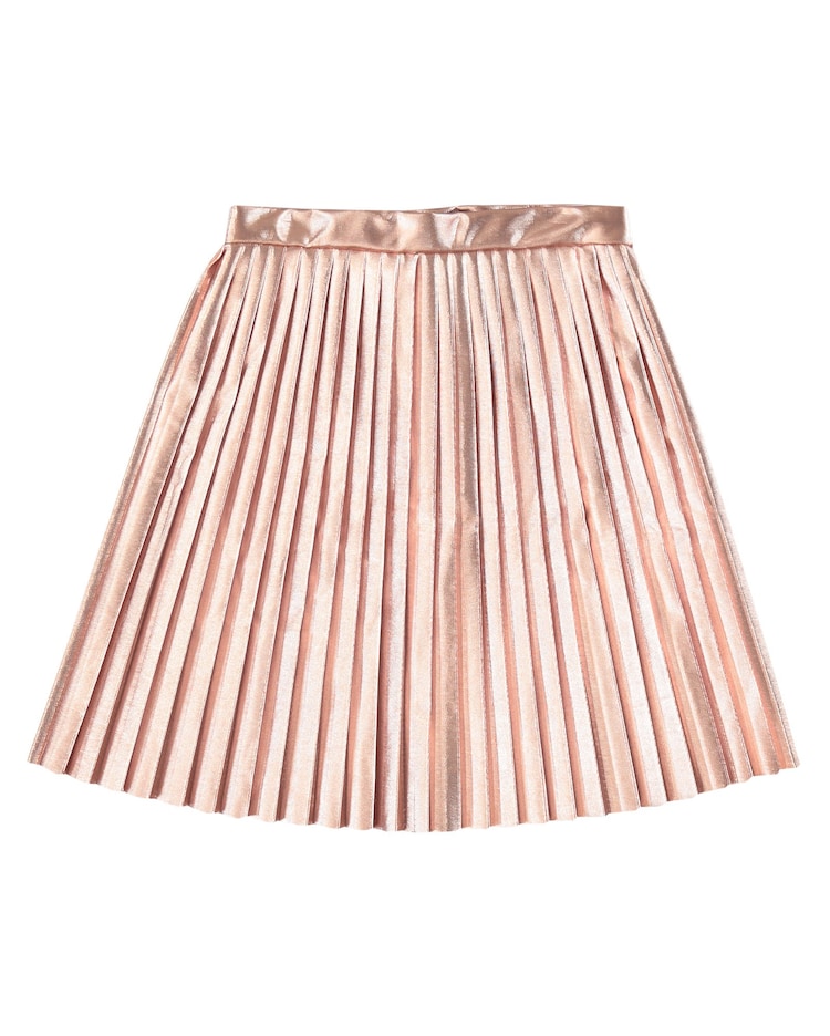 Riachuelo Saia Curta Infantil Plissada Metalizada Rosa Tam a