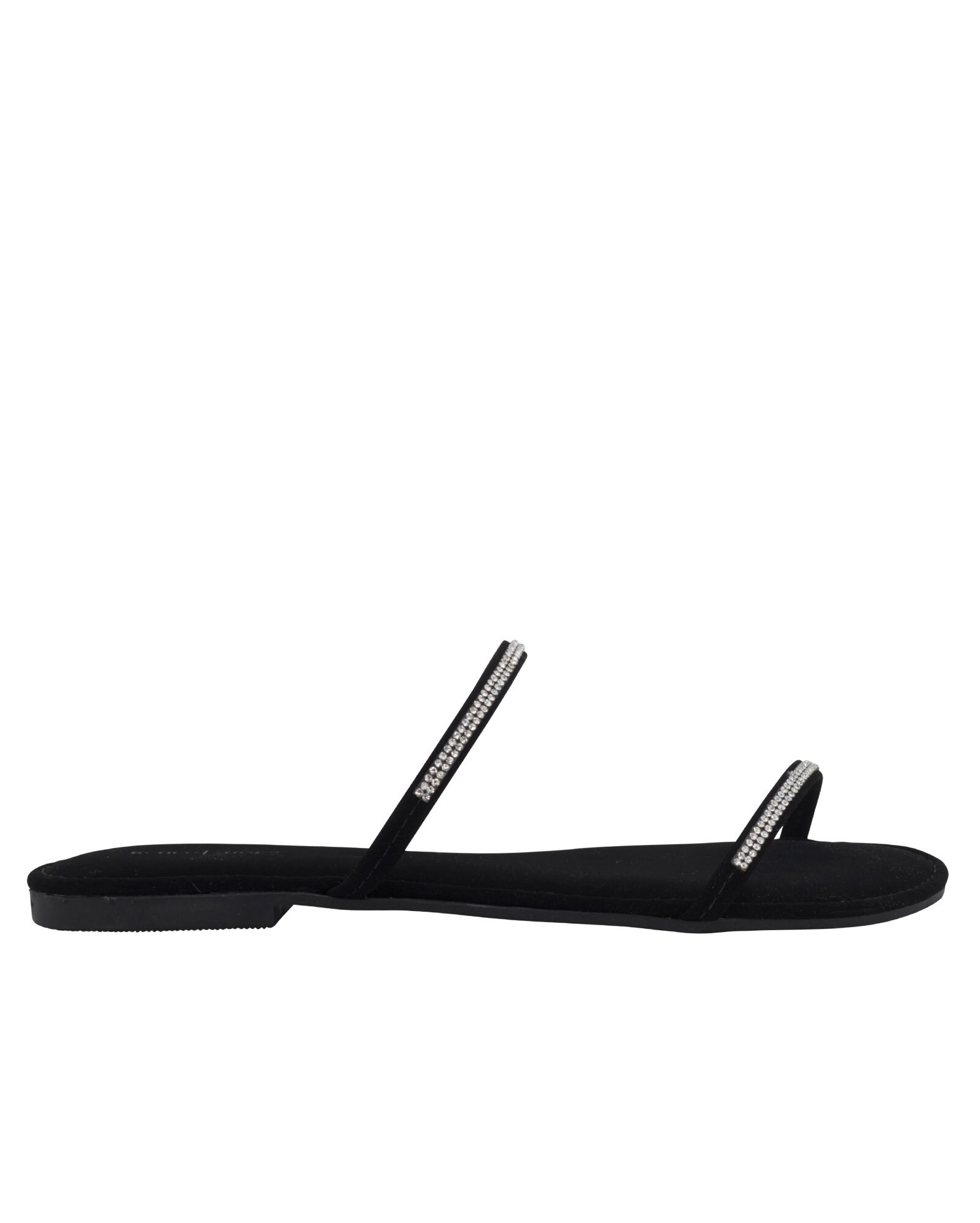 Riachuelo | Sandália Rasteira Tiras Finas Brilho Preto Riachuelo