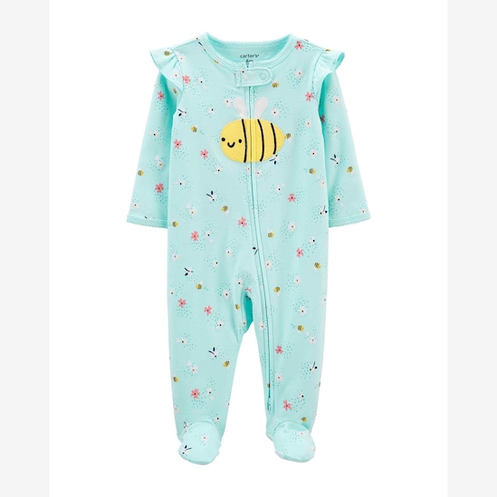 Macacão Bebê Carter's Abelha Poás Azul Turquesa Tam RN a 9 Meses