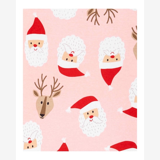 Conjunto Pijama Infantil Carter's 2 Peças Natal Rosa Claro Tam 5 a 8