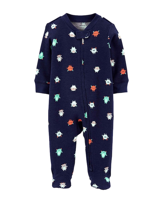 Macacão Pijama Bebê Carter's Monstrinhos Azul Marinho Tam RN a 9 Meses