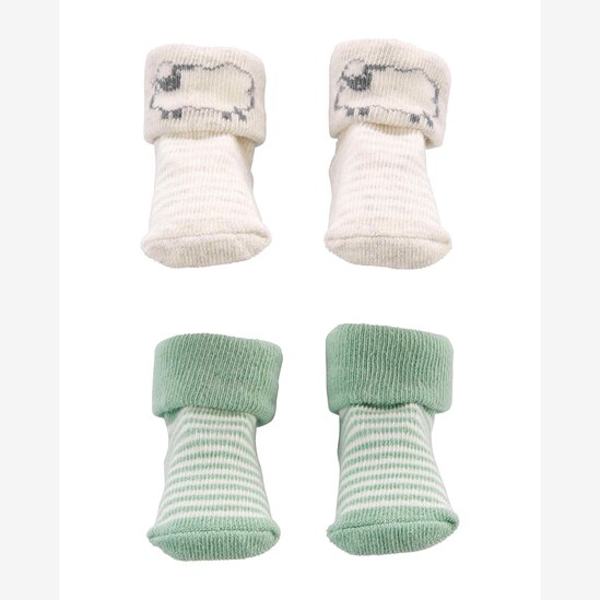 Kit Meia Bebê Carter's 2 Pares Listras Ovelha Verde/Branco Tam RN