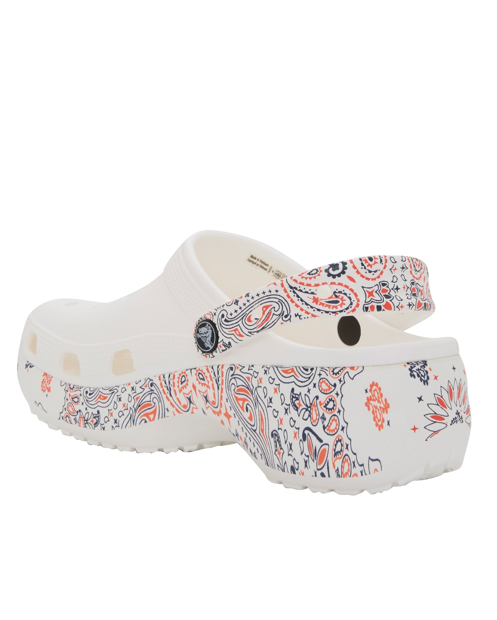 Riachuelo Sandália Clog Plataform Paisley Crocs Branco