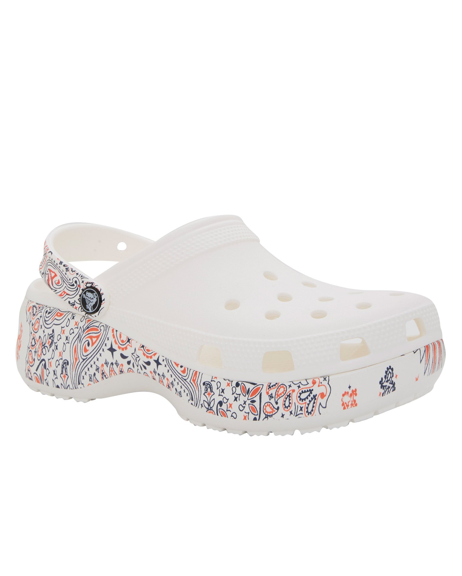 Riachuelo Sandália Clog Plataform Paisley Crocs Branco