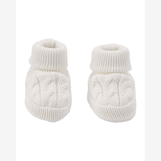 Pantufa Bebê Carter's Tricô Trabalhado Branco Tam RN