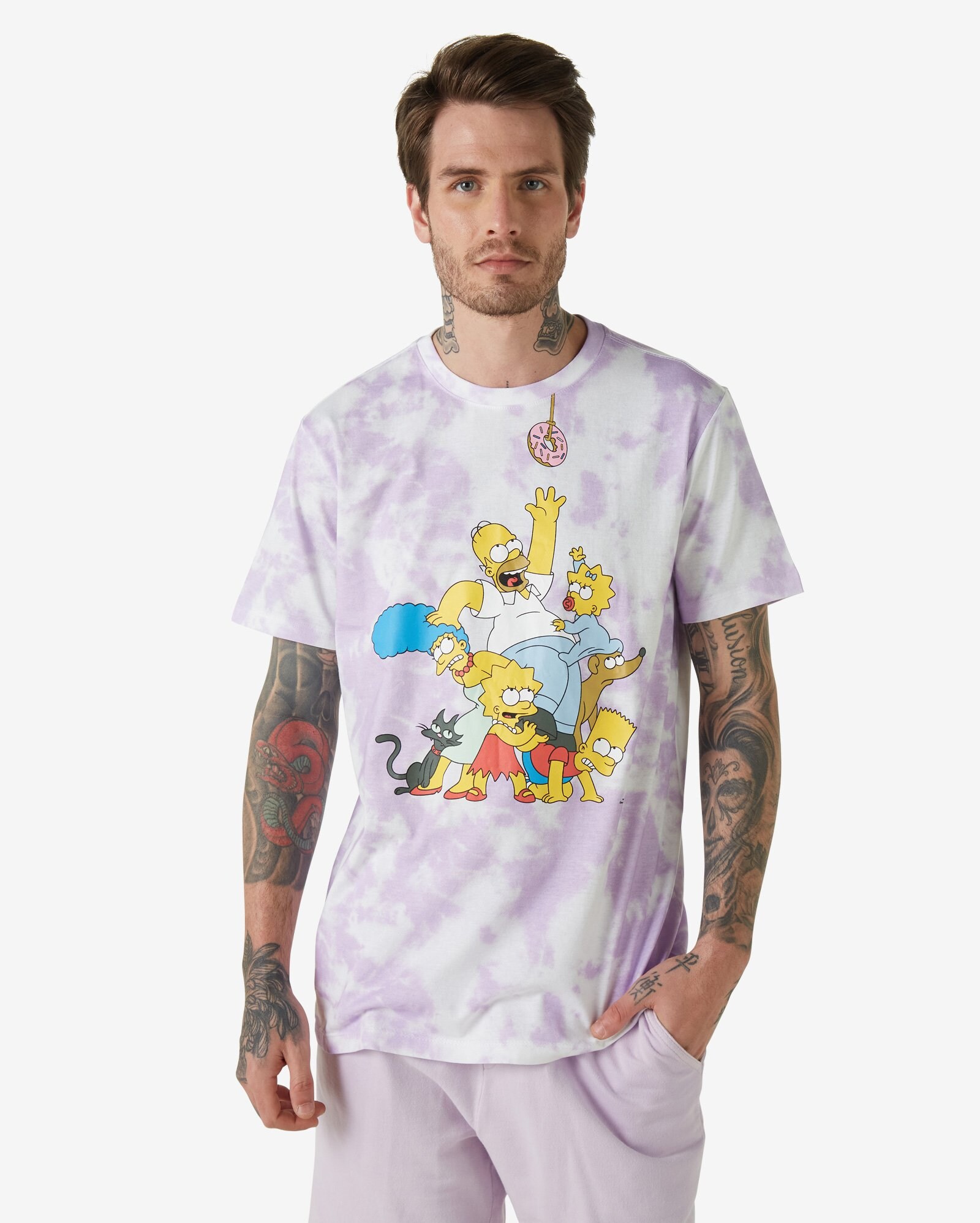 Camiseta Manga Curta Malha Tie Dye The Simpsons Branco Riachuelo.