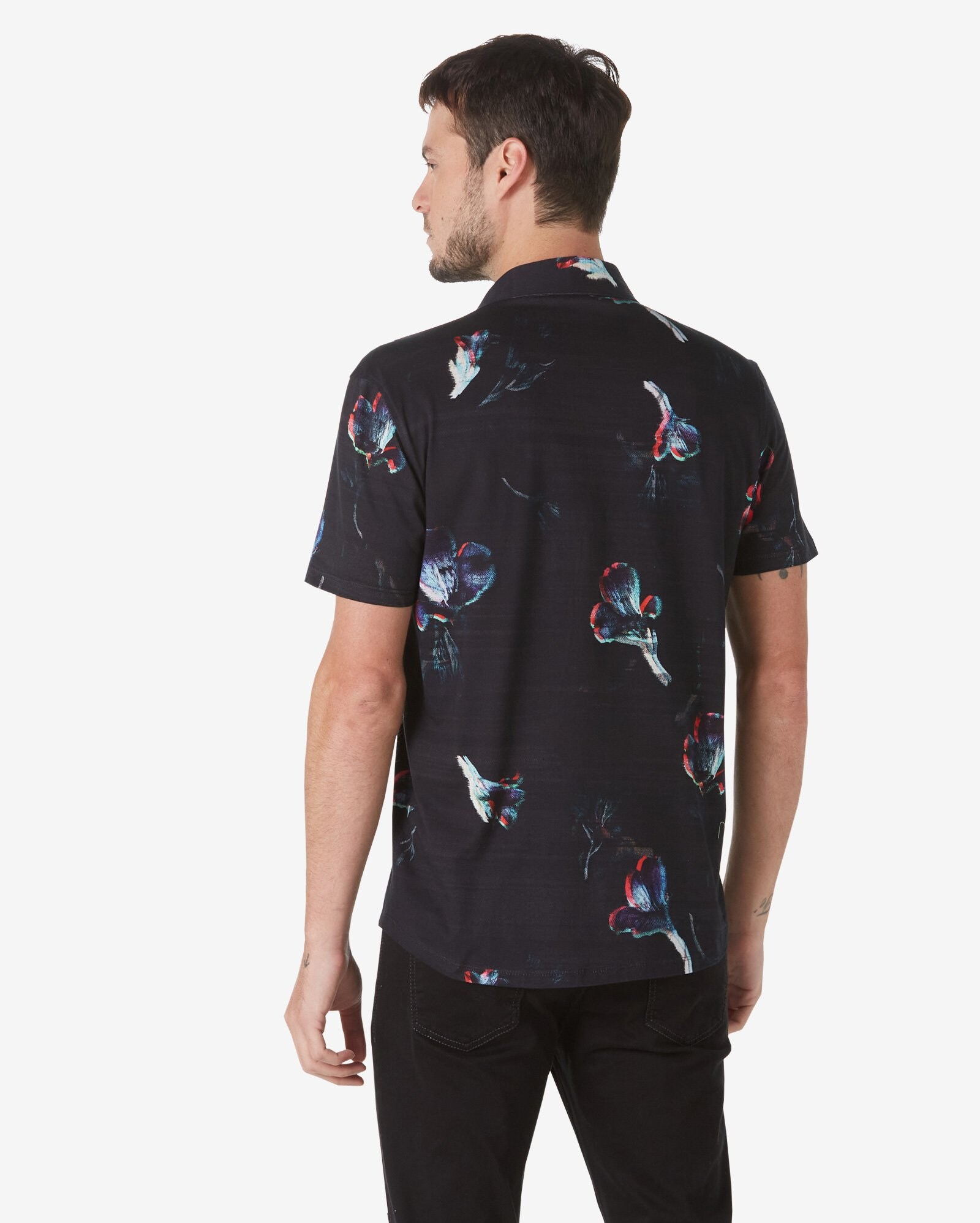 camisa de malha floral masculina