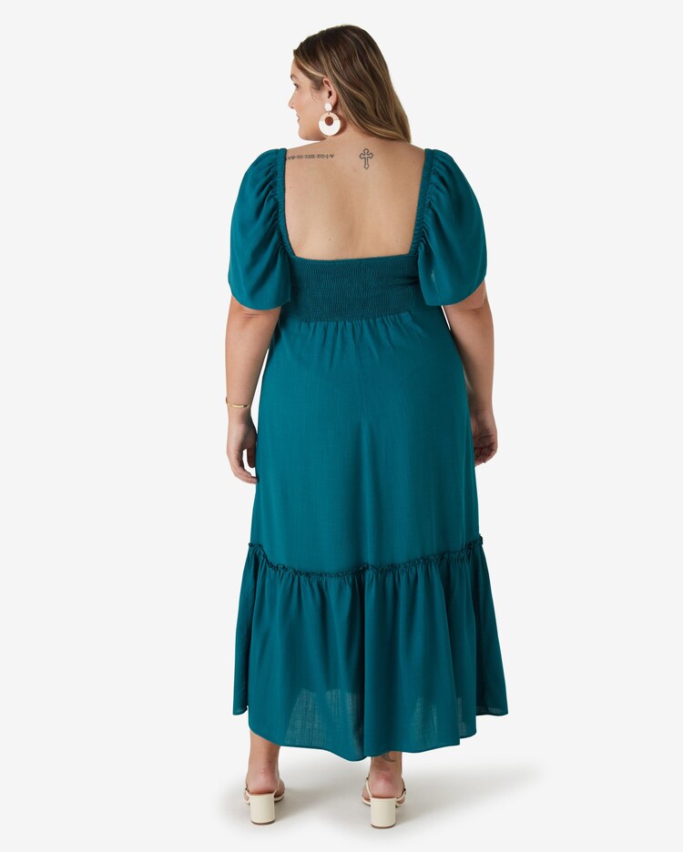 Riachuelo Vestido Longo Plus Size Feminino Evasê Marias Manga