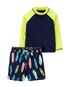 Conjunto Praia Infantil Carter's 2 Peças Prancha Surf Azul Escuro/Amarelo Tam 2 a 5