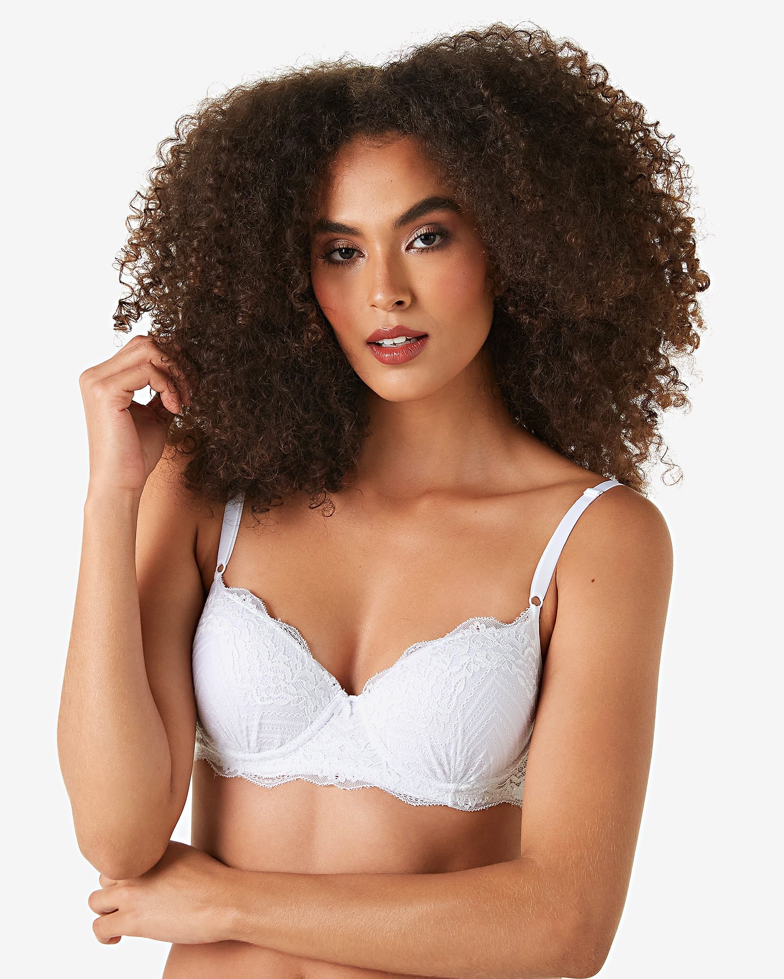 Sutiã Cobertura Total sem Bojo com Renda Control Top Castanha - duloren