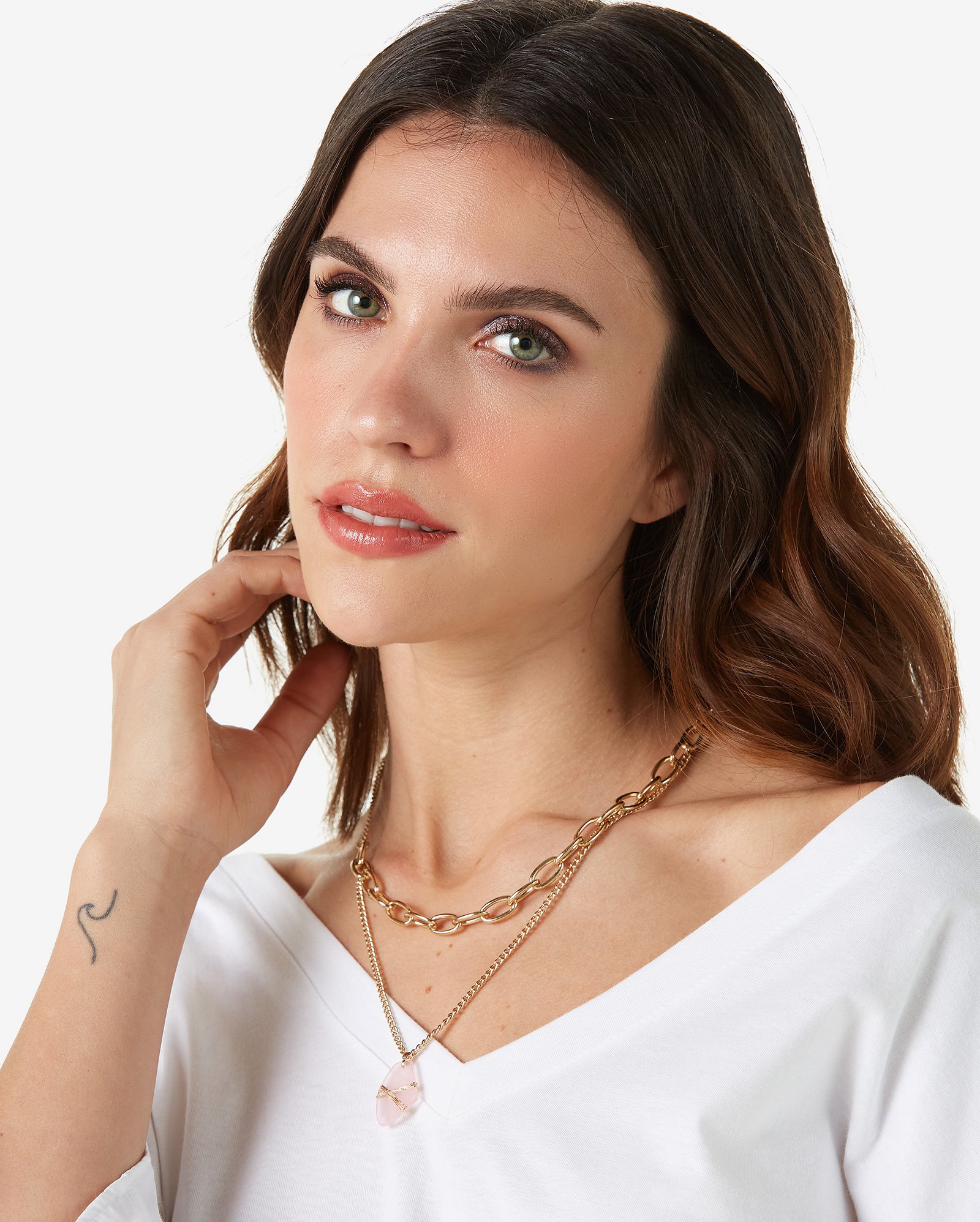 Colares Riachuelo Riachuelo | Kit Colar Quartzo Rosa Ouro
