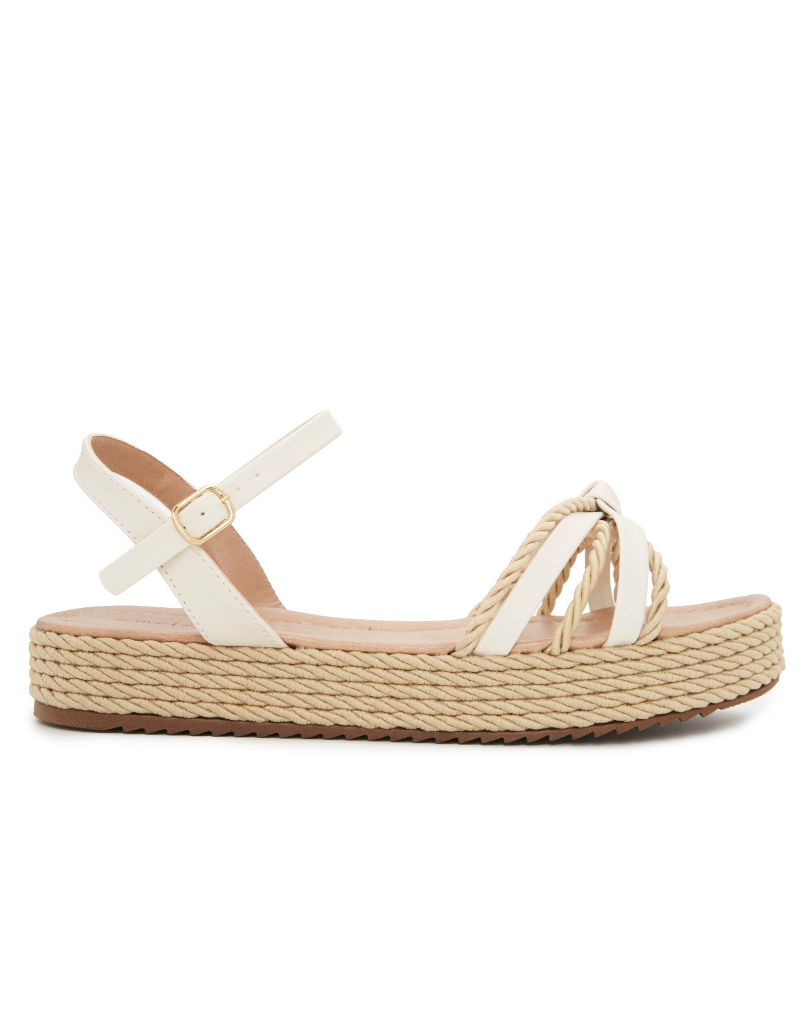 Riachuelo | Sandália Flatform Cordas Nó Branco Riachuelo