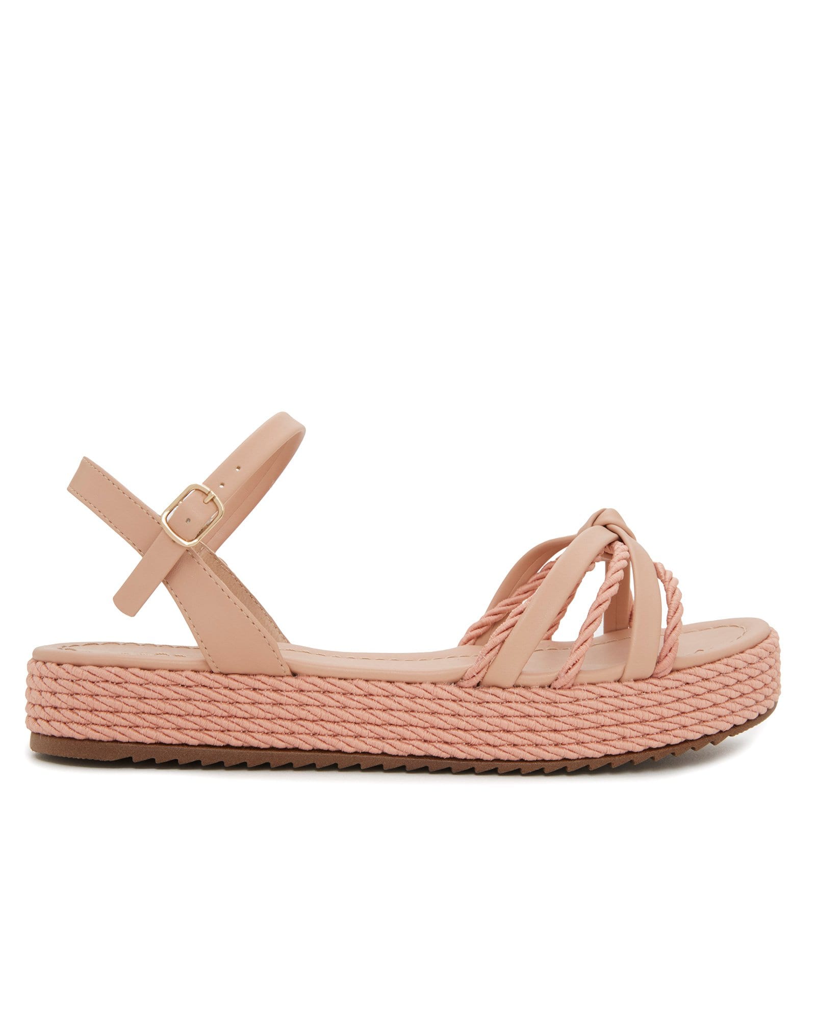 Riachuelo | Sandália Flatform Cordas Nó Rosa Claro Riachuelo