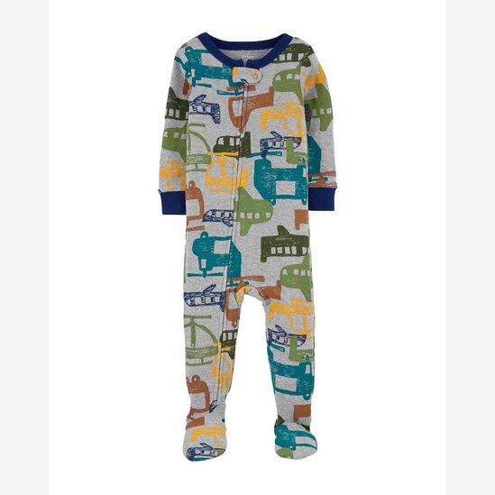 Macacão Pijama Infantil Carter's Transporte Aéreo Cinza Mescla Tam 2 a 5