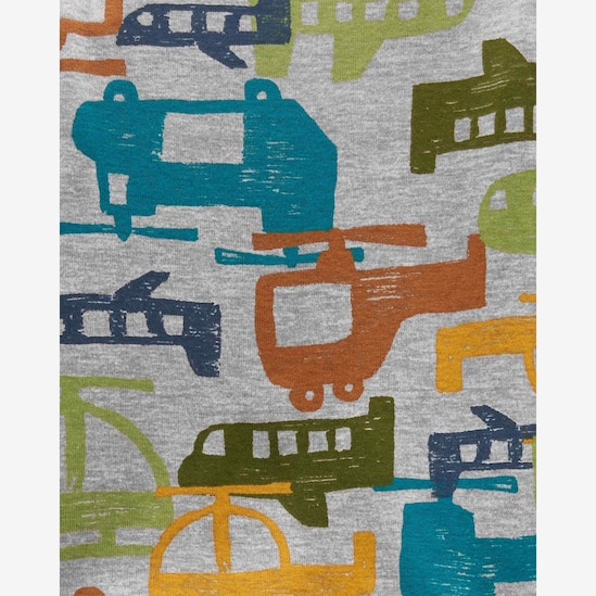 Macacão Pijama Infantil Carter's Transporte Aéreo Cinza Mescla Tam 2 a 5