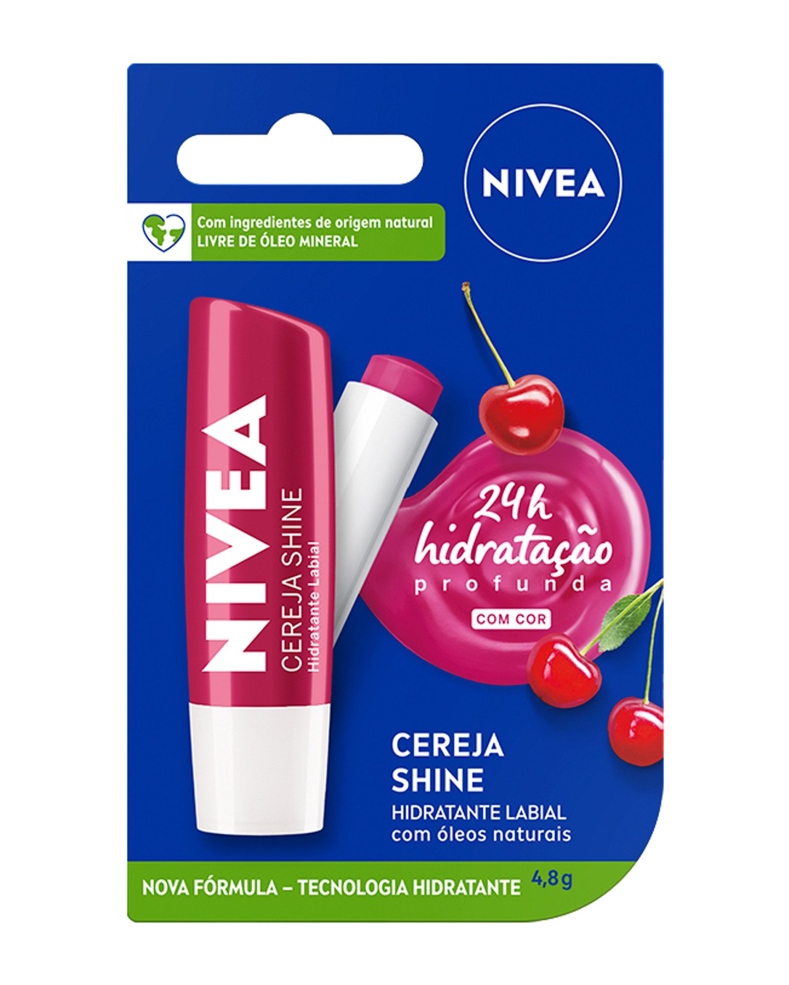 Hidratante Labial Nivea Cereja Shine Hidratação Profunda 4,8 g
