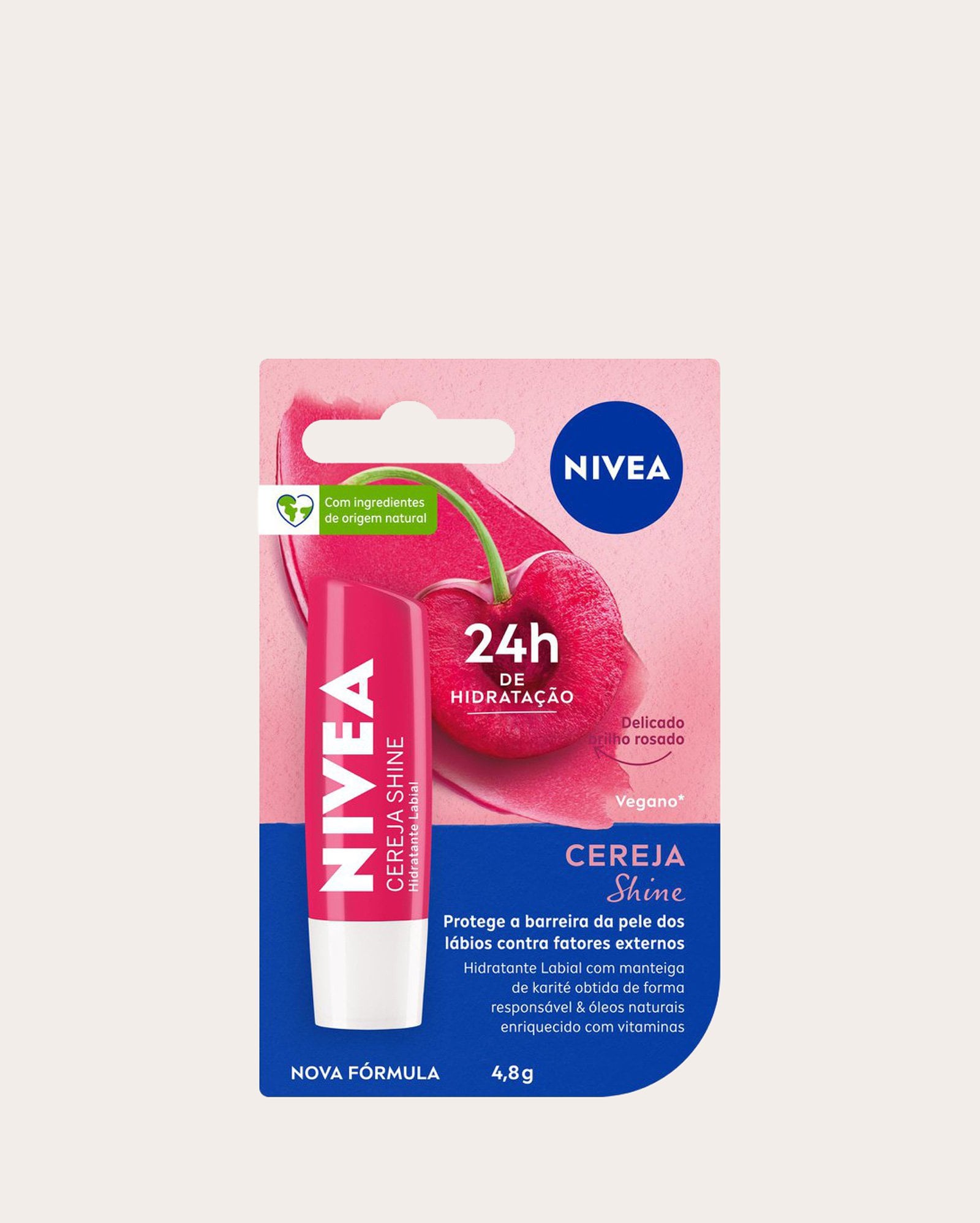 Hidratante Labial Nivea Cereja Shine Hidratação Profunda 4,8 g