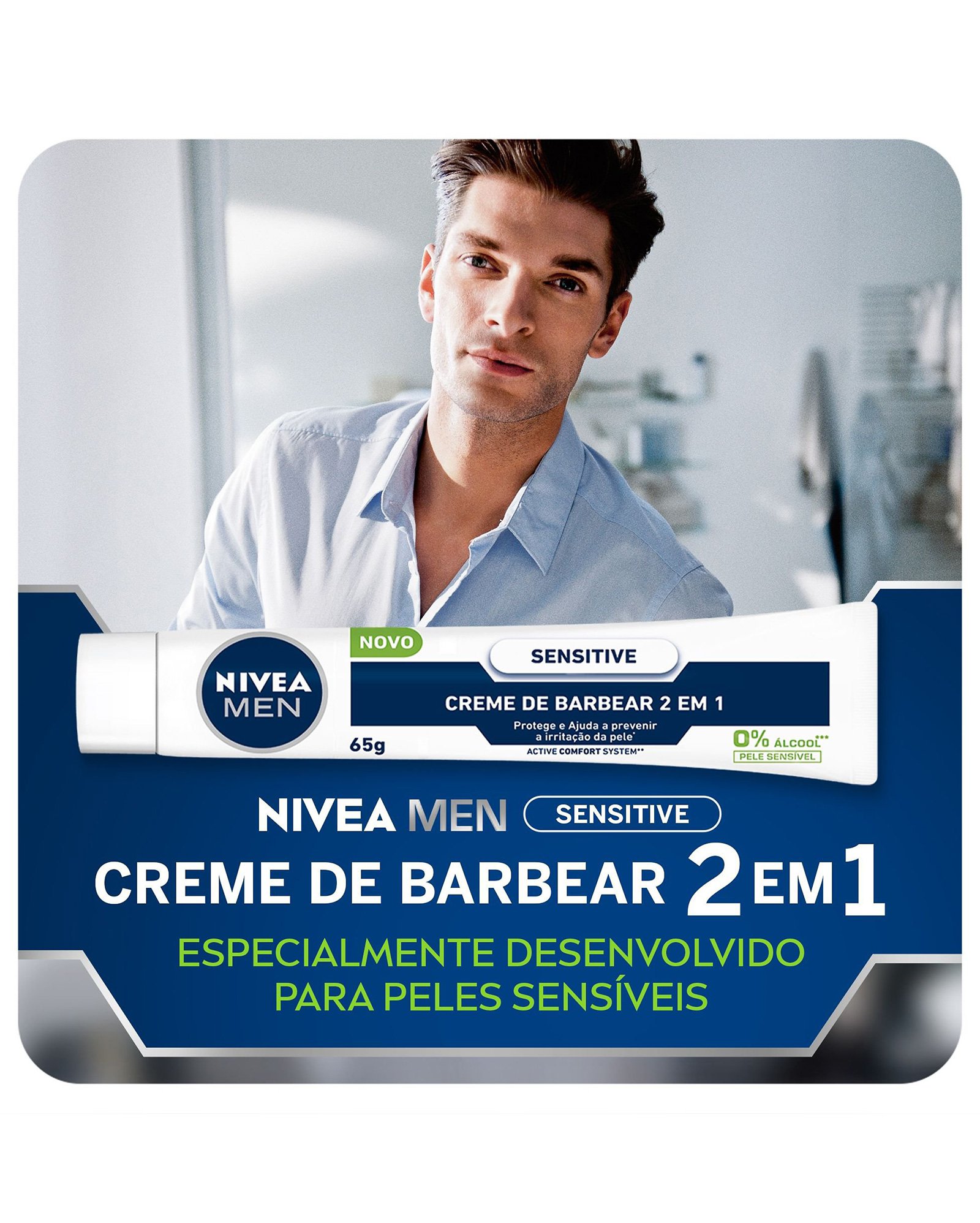 Creme de Barbear 2 em 1 Men Sensitive 65g | Nivea