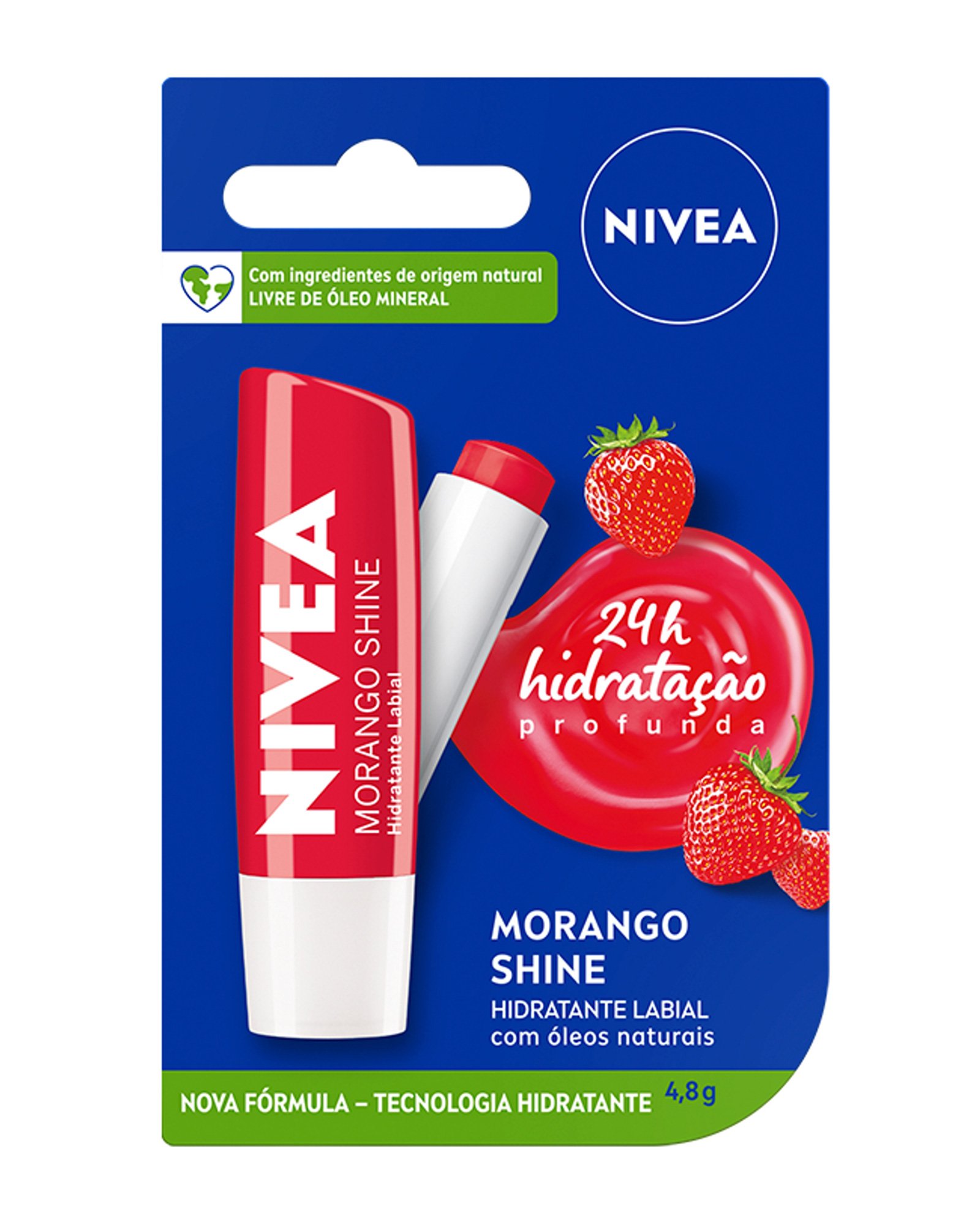 Hidratante Labial Nivea Morango Shine Hidratação Profunda 4,8 g