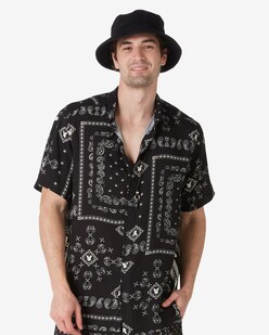 Camisa Masculina Paisley Anos 70 - Estilo Havaiano Praia Manga Curta