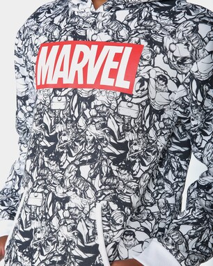 Felpa Con Cappuccio Uomo Marvel Logo Distress – Originale 80% Cotone – Regalo Per Fan